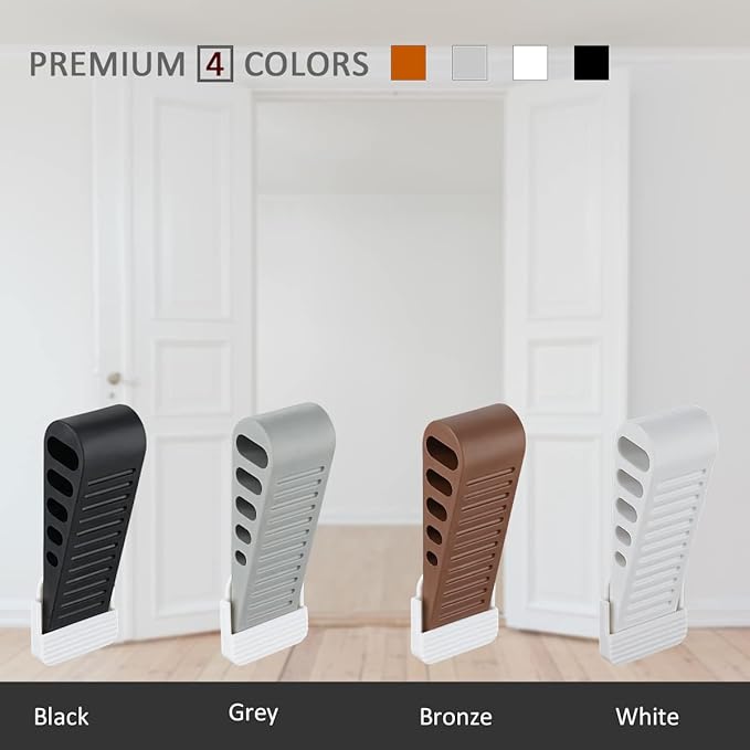 JQK Rubber Door Stopper Wedge, Black 6 Pack Soft TPR Premium Door Stops for Bottom of Heavy Duty Door on Tile, Concrete, Carpet, Wooden Floor, DSB61-BK-P6