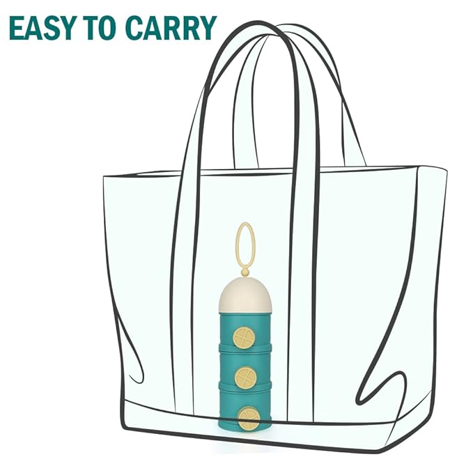 Accmor Formula Dispenser On The Go, 3 Layers Stackable Formula Container to Go, Non-Spill Portable Milk Powder Baby & Kids Snack Containerr, Green