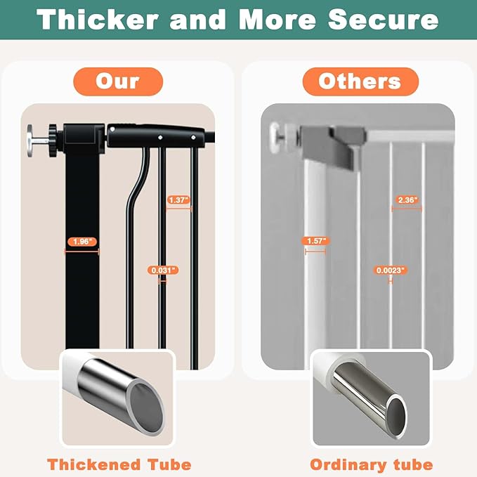 40.5" Extra Tall Baby Gate for Stairs, 60.3"-62.9" Extra Wide Pet Gates, Dog Gates Puppy Barrier Indoor, No Drill Tension Safety Gate Auto Close for Stairs Walk Thru Kid or Pet Black