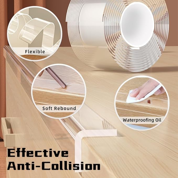 0.8 in x 6.6 FT,Clear Soft Corner Protectors for Furniture Strip,Sharp Edge & Table Bumper,Window Edge,Wall Protector, Soft Corner Guards Safe for Proof,Table Corner Protectors in Family