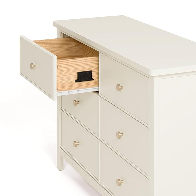 Graco Sasha 6 Drawer Dresser (Frosted Oat) – GREENGUARD Gold Certified, Wood Storage for Nursery or Kids’ Room, Safe Interlocking Drawer System & Easy Assembly with Pre-Installed Tracks
