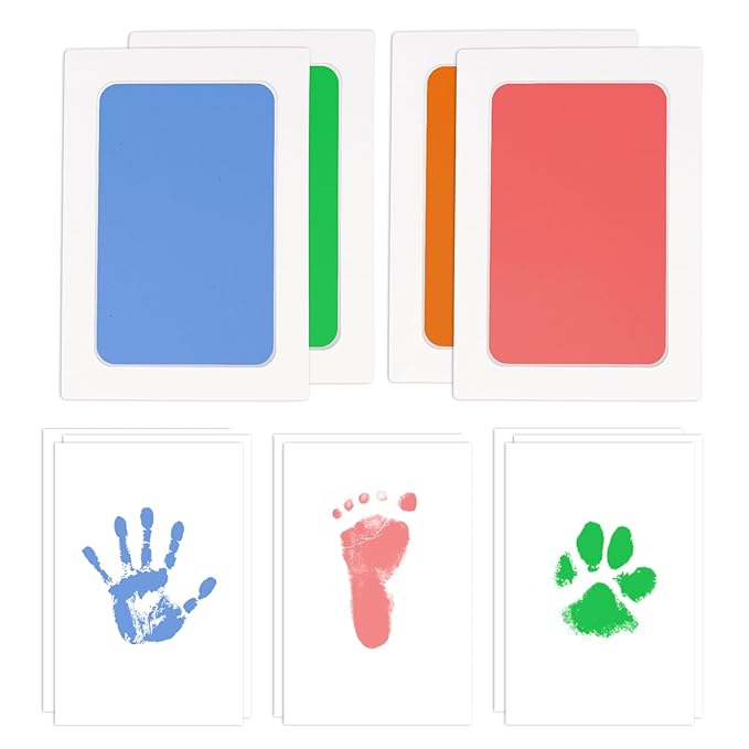 4-Pack Baby Footprint Kits,Inkless Hand and Footprint Kit,Clean Touch Baby Handprints and Footprints Kits,No Mess Ink Pad for Baby Hand and Footprints,Baby Shower Gifts for New Moms