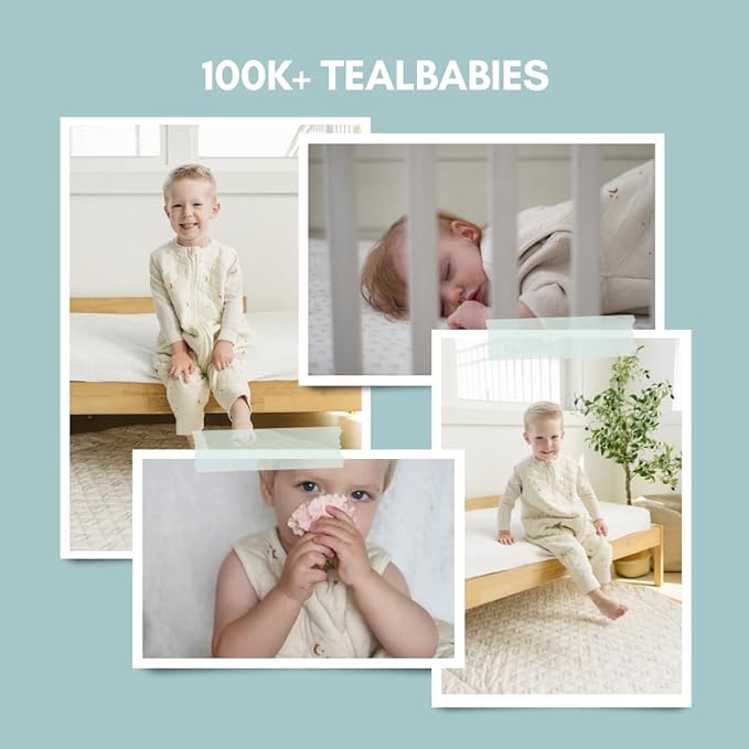 Tealbee Dreamsuit - Toddler sleep sack with feet 12-18 months, 18-24 months - 1.2 TOG All Season Baby Wearable Blanket for Walkers - Rayon made from Bamboo, Organic Cotton Sleep Bag - Moons Stars