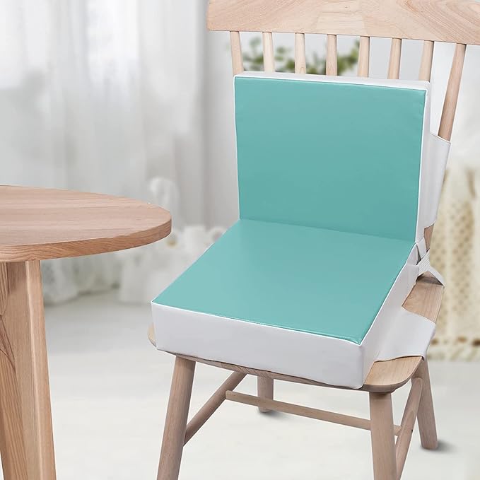 Kalawen Toddler Booster Seat for Dining Table, Upgraded 2Pcs PU Washable Straps Safety Buckle Kids Booster Seat for Table, Portable Travel Increasing Cushion for Chair