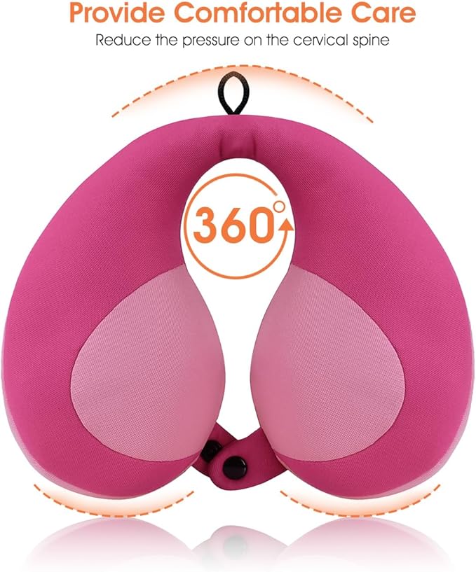 INFANZIA Kids Chin Supporting Travel Neck Pillow, Helps Support Head and Neck, Comfortably Designed for Head, Neck, and Chin Support - Gifts for Toddler/Child/Kids, Pink