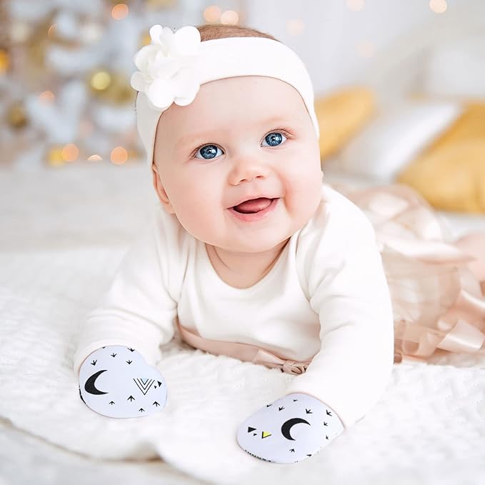 6 Pairs Newborn Baby Mittens No Scratch Gloves Infant Toddler Anti Scratch Essentials Unisex Cotton for 3-9 Months Girls Boys (Gray Series, Cool)