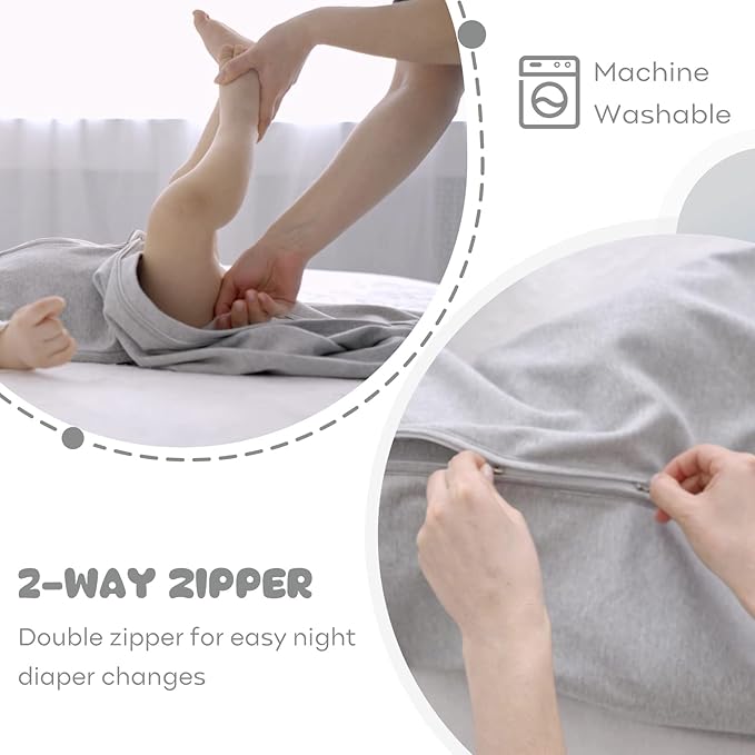 Yoofoss Baby Sleep Sack 12-18 Months 100% Organic Cotton 0.5 TOG Baby Sleeping Bag 2-Way Zipper Toddler Wearable Blankets 3 Pack Breathable Lightweight (Large)