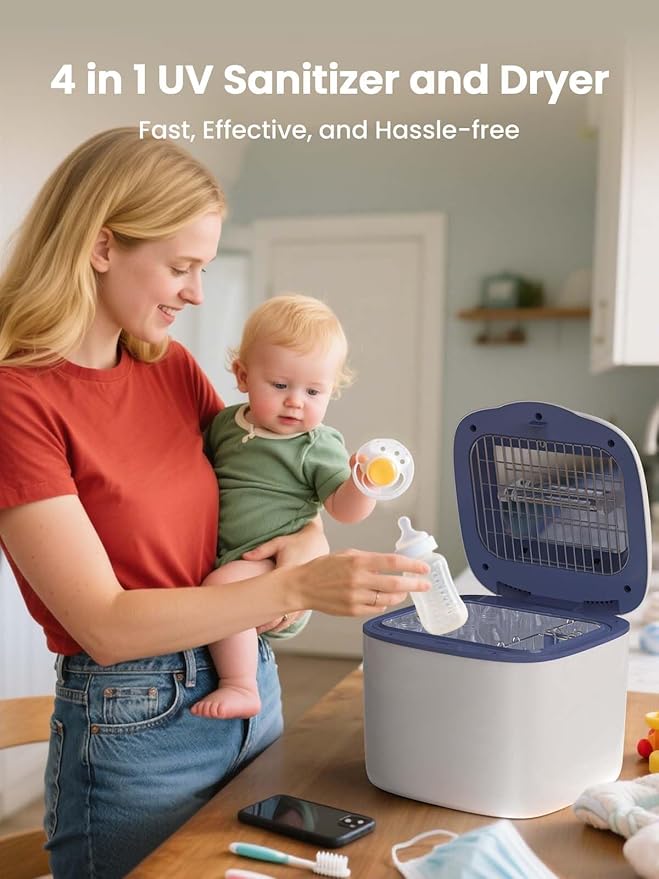 GROWNSY UV Sanitizer and Dryer, 4in1 Cleaner and Sanitizing Machine UV Sanitizer Box Household for Baby Bottles Toys Clothes Baby Stuff, for Family Toothbrush Beauty Tools Phone