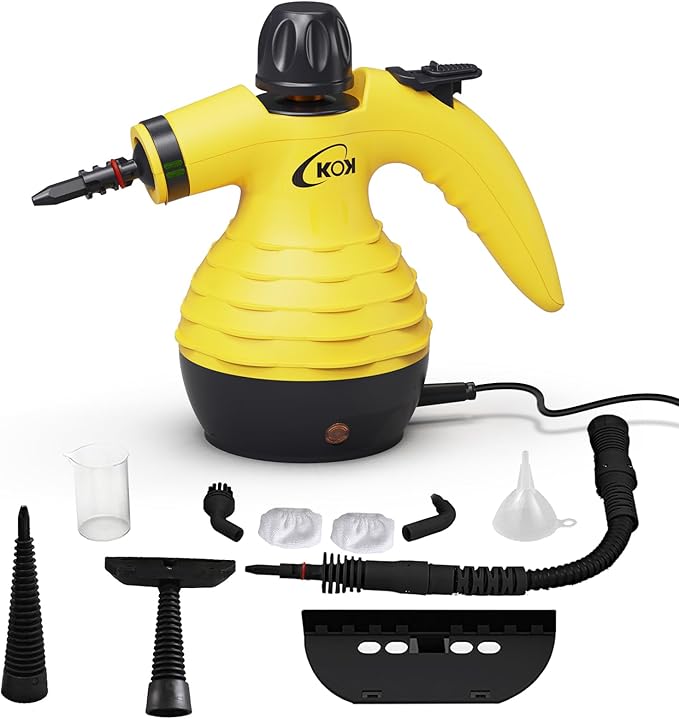 KOK Handheld Steam Cleaner, 221°F High-Temperature, 10-in-1 Accessory Kit, Multi-Surface Cleaning,for Kitchen/Bathroom/Car/Floors