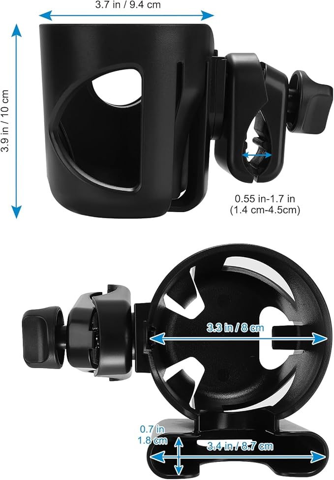 Accmor Universal Cup Holder, Stroller Cup Holder with Phone Holder, 360° Rotatable Large Caliber Designed Bottle Holder for Stroller, Bike, Wheelchair, Walker, Scooter