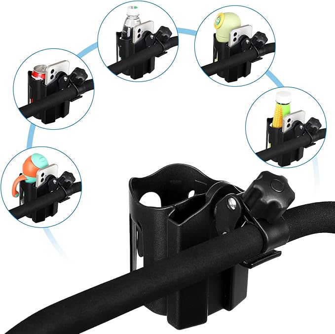 Accmor Stroller Cup Holder with Phone Holder, Universal Cup Holder, Bike Cup Holder, 360° Rotatable Large Caliber Drinks Holder for Stroller, Bike, Wheelchair, Walker