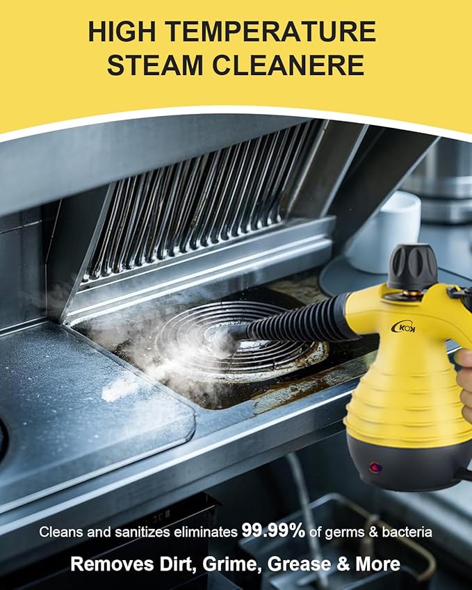 KOK Handheld Steam Cleaner, 221°F High-Temperature, 10-in-1 Accessory Kit, Multi-Surface Cleaning,for Kitchen/Bathroom/Car/Floors