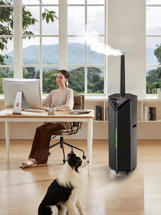 5Gal Humidifiers for Bedroom Large Room 2800 sq ft, 19L Quiet Humidifiers for Large Room, Floor Humidifier with 6 Mist Mode & Auto 180°Mist Tube for Home Whole House School Office Commercial Plants