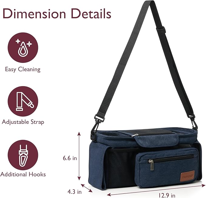 Momcozy Universal Stroller Organizer with Insulated Cup Holder Detachable Phone Bag & Shoulder Strap, Fits for Stroller like Uppababy, Baby Jogger, Britax, BOB, Umbrella and Pet Stroller