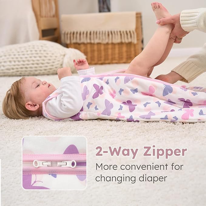 Yoofoss Baby Sleep Sack 6-12 Months, 1.5 Tog Baby Wearable Blanket with 2-Way Zipper, 100% Cotton Organic Fabric Winter Infant Sleeping Sack, Warm Soft Comfy