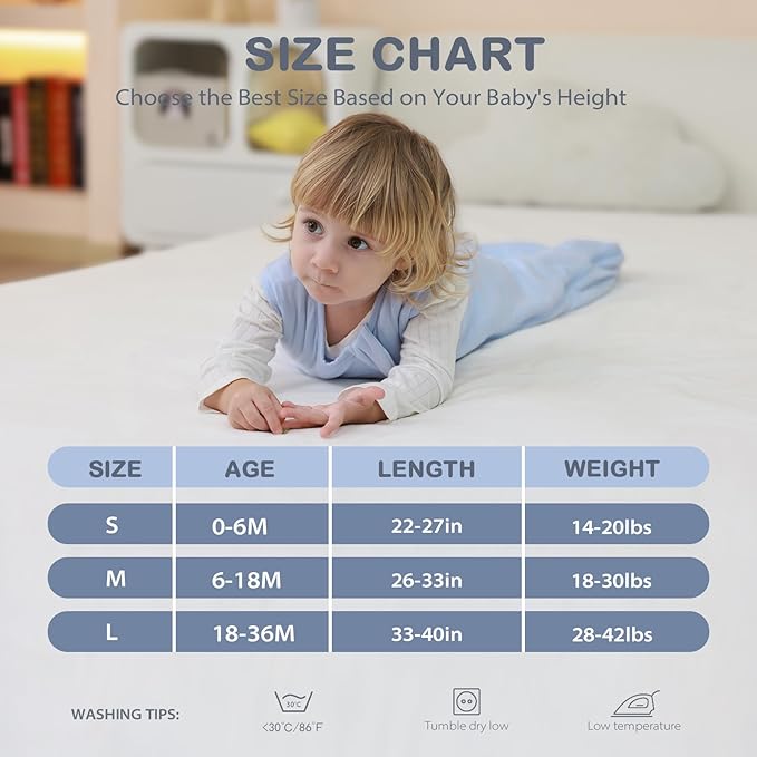 Mosebears Unisex Baby Sleep Sack 1.0 TOG, Supersoft Rayon Made from Bamboo Wearable Blanket with 2-Way Zipper (Sage&Blue,0-6 Months)