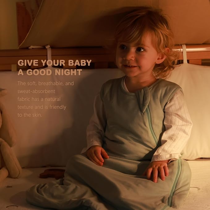 Mosebears Unisex Baby Sleep Sack 1.0 TOG, Supersoft Rayon Made from Bamboo Wearable Blanket with 2-Way Zipper (Calm Sage,0-6 Months)