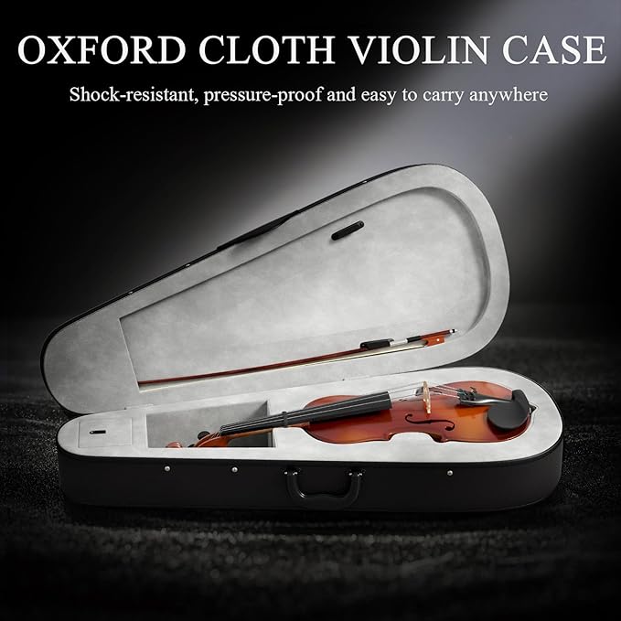 1/4 Violin Kit, Beginner Violin for Kids, Students, Complete Kids Violin Set with Case, Bow, Rosin, Ideal for Kids Violin Beginner Ages 5-7, Natural Finish