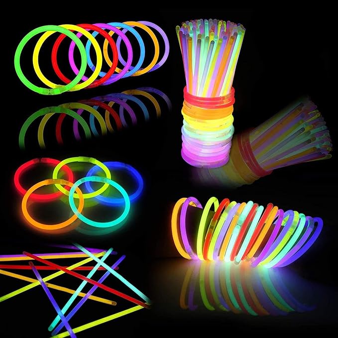 400 Pcs Glow Sticks Bulk Party Pack, 8'' Glow in the Dark Party Supplies, Glow in the Dark Light Up Sticks with Connectors, Party Favors for Birthday, Concert, Raves, Halloween, Christmas