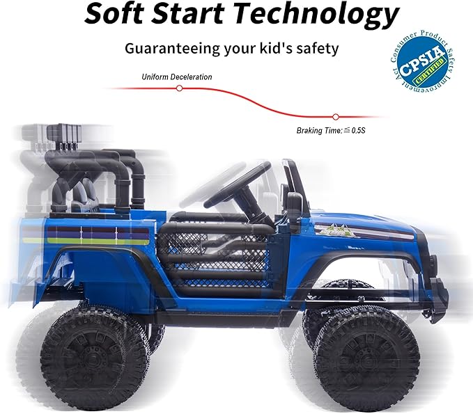 24V Kids Ride on Toy, Kids Electric Vehicles Car Ride on Car Truck for Toddlers with Remote Control, 2x200W Motor - Blue