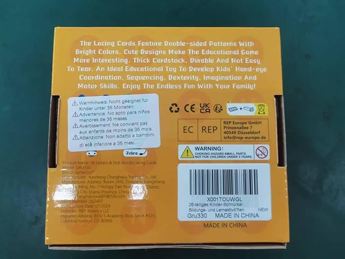 26PCS Kids Lacing Cards, 26 Double Sided Uppercase Sewing Cards with 26 Colorful Laces, Imagination Development Lacing Toys Games for Children Educational and Learning Activity