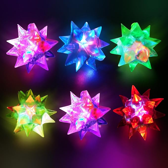 HONLYNE24 PCS Flashing Crystal Star Necklaces, Glow Necklaces Bulk Light up Party Favors, LED Glow in The Dark Necklaces for Kids Adults Birthday Glow Party Rave Halloween Goodie Bags Filler