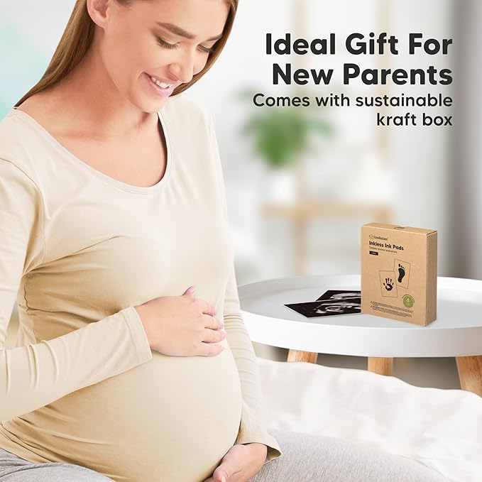 4-Pack Inkless Baby Hand and Footprint Kit - Mess Free Ink Pad for Newborn Keepsake, Dog Nose & Paw Print Kit, Clean Touch Ink Pad for Baby Hand & Footprints, Ideal New Mom Gifts (Gold/Silver, L)