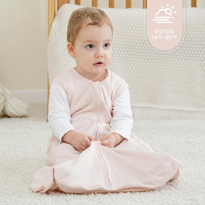 JELLYMONI Baby Sleep Sack 18-24 Months, 100% Cotton 3 Pack 0.5 TOG Baby Wearable Blanket Infant Sleep Sack with 2-Way Zipper Newborn Sleep Sacks