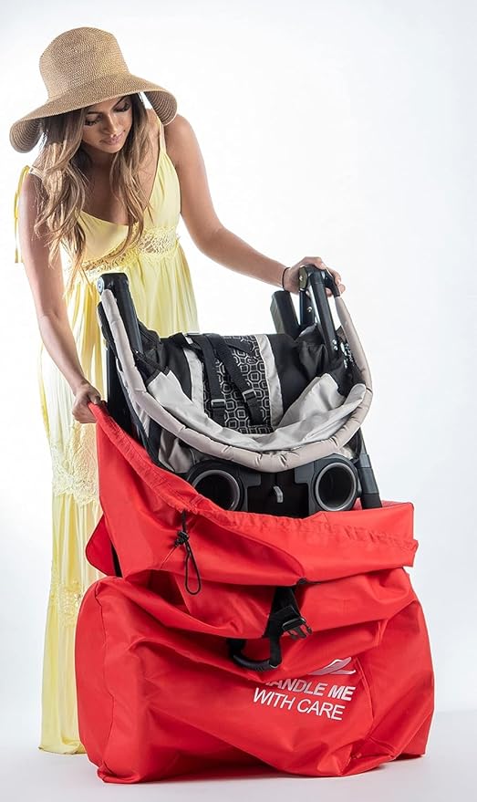 Travel Stroller Bag for Airplane, Red, 47" H x 24" W x 15" D, Fits Most Large, Single, Double, Jogging Strollers,Waterproof, Heavy-Duty Protection, Easy-to-Carry Design