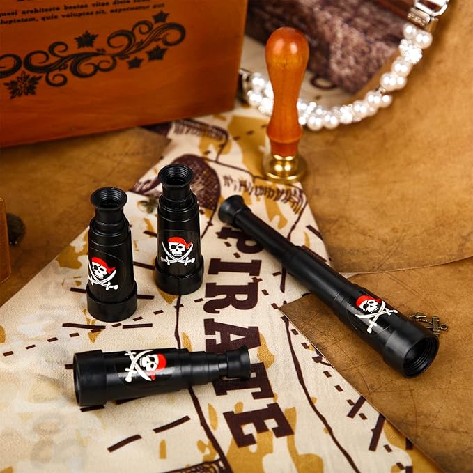 50 Pcs Halloween Pirate Telescope Bulk Pirate Party Favors Mini Plastic Monocular Telescope Toddler Spyglass Toy for Treasure Pretend Cosplay Birthday Party Black 2.6" to 5.5"