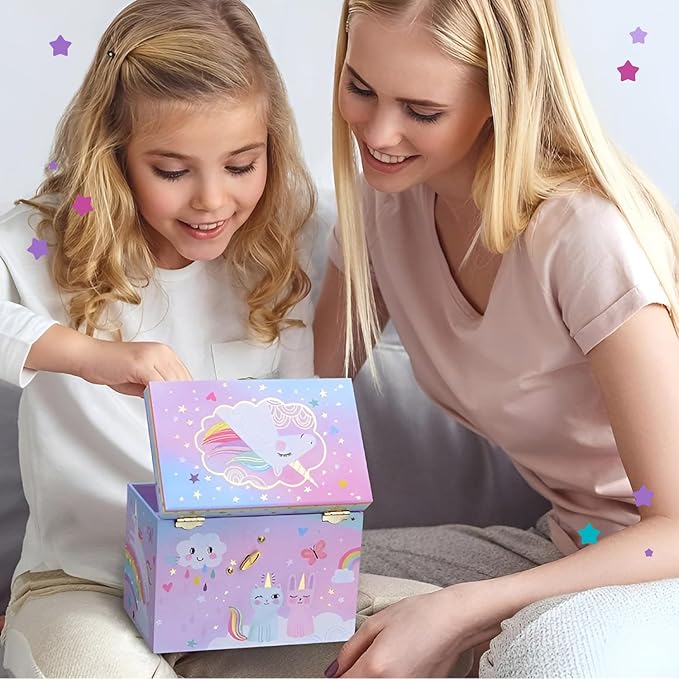 Jewelkeeper Unicorn Musical Jewelry Box for Girls - Cotton Candy Unicorn Design Music Box with 2 Pullout Drawers to Store Earrings, Necklace and Bracelets, Plays The Beautiful Dreamer Tune