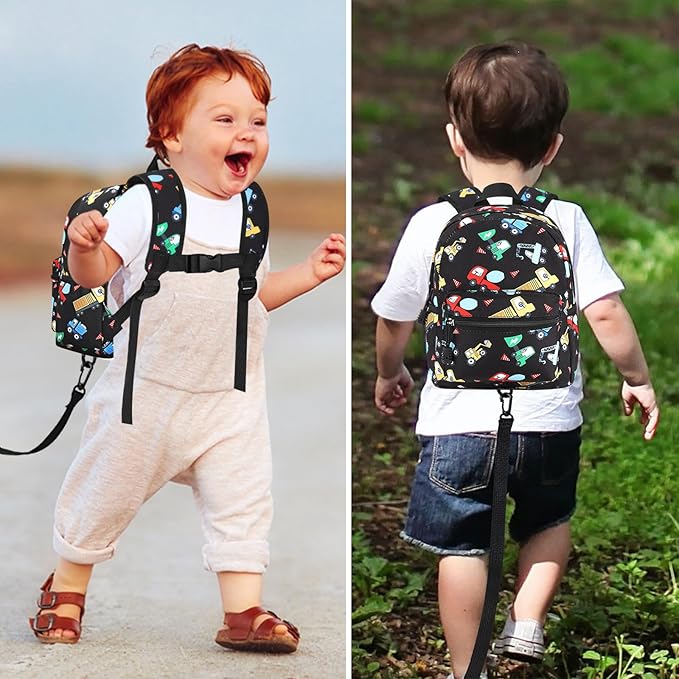 Accmor Toddler Harness Backpack Leash, Cute Excavator Kids Backpack with Anti Lost Wrist Link, Mini Child Backpack Wristband Tether Strap and Protection Leashes for Boys Aged 1-3 Years