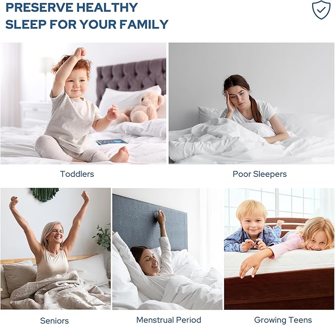 2 Pack Waterproof Mattress Protector, Queen Size Mattress Pad Noiseless with Deep Pocket Fitted for 6"-18", Soft Breathable Dirt-Proof Bed Mattress Cover Washable for Home, Bedroom, Hotel (Navy Blue)