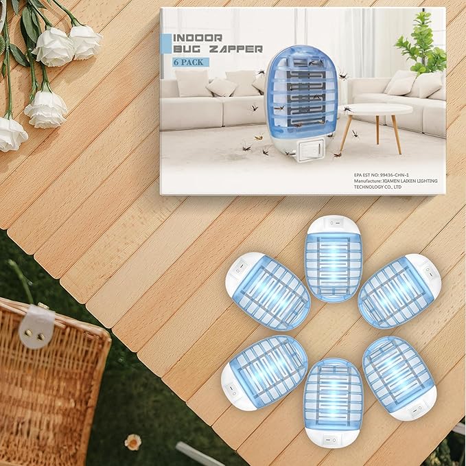 Indoor Bug Zappers, Fly Traps for Indoors, Insect Traps for Home Mosquito Killer for Kids & Pets, Home, Kitchen, Bedroom, Baby Room, Office (6 Packs)