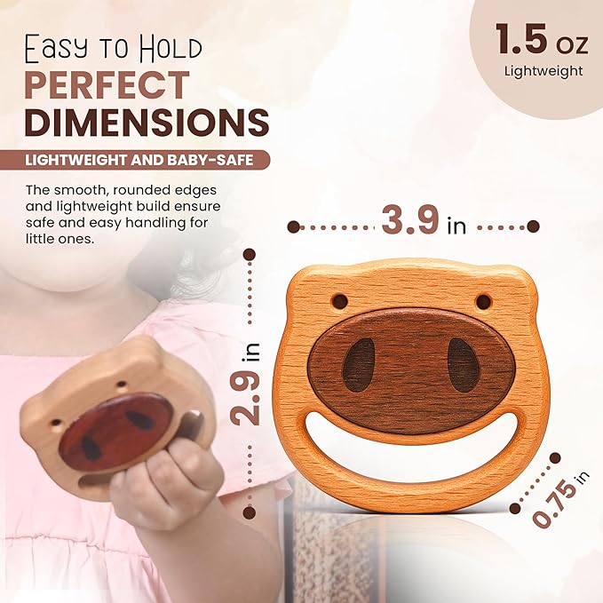 100% Wooden Baby Toy | No Paint, No Plastic | Eco-Friendly Rattle for 0ā6 Months
