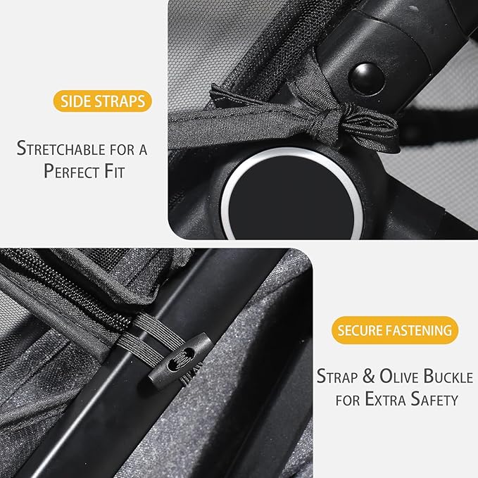 Mosquito Net for Stroller, Universal 3D Baby Bug Net with Two-Way Zippers & Storage Bag, Breathable & Foldable Netting for Stroller, Bassinet,Cradle(Black)