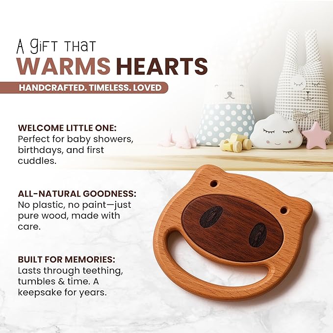 100% Wooden Baby Toy | No Paint, No Plastic | Eco-Friendly Rattle for 0ā6 Months