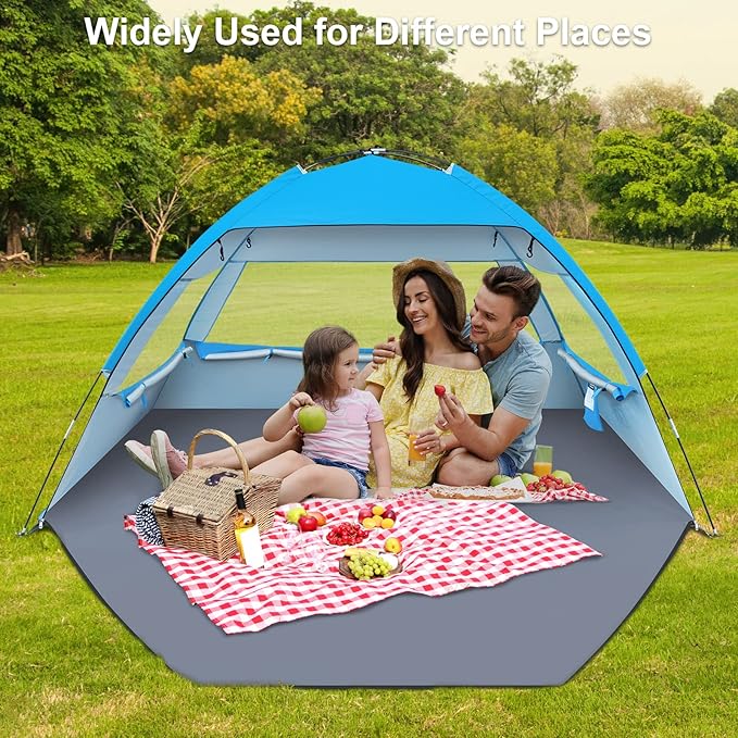 Gorich Beach Tent Sun Shelter for 3/4-5/6-7/8-10 Person with UPF 50+ UV Protection, Lightweight & Easy Setup Beach Shade Canopy, Portable Beach Shade Tent Beach Cabana