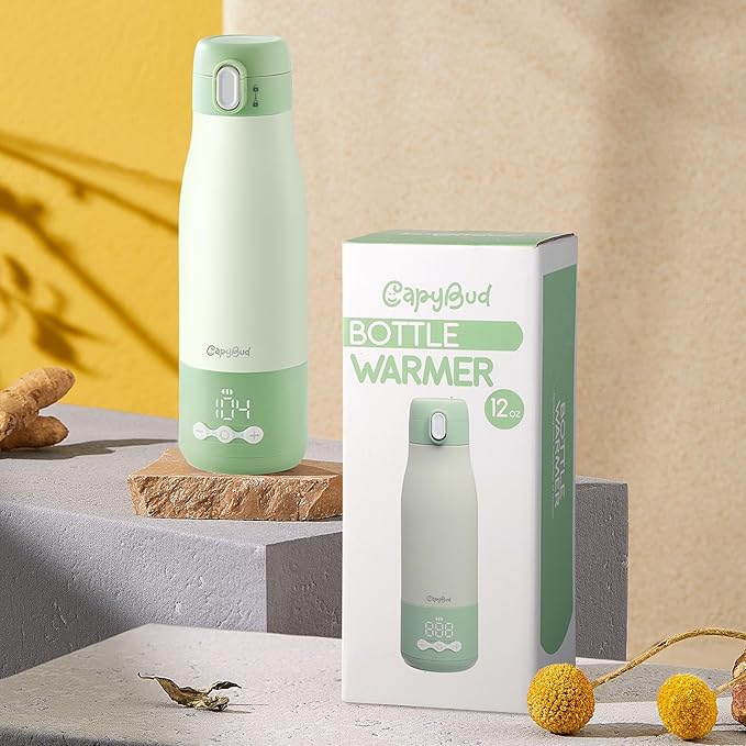 Portable Bottle Warmer for Travel, 3Min Fast Heating Bottle Warmer for Breastmilk & Water, 12 Oz Milk Warmer with Precise Temp Control and 9000mAh Long-Lasting Battery for Travel, Car, Outdoor