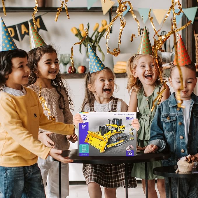 5 in 1 STEM Robot Toy Building Kit, 452 PCS Blocks App & Remote Control Engineering Toys Robotics for Kids Ages 8-12, RC Bulldozer Erector Sets for Boys Girls 6 7 9 10 11 13 14+ Birthday Gifts