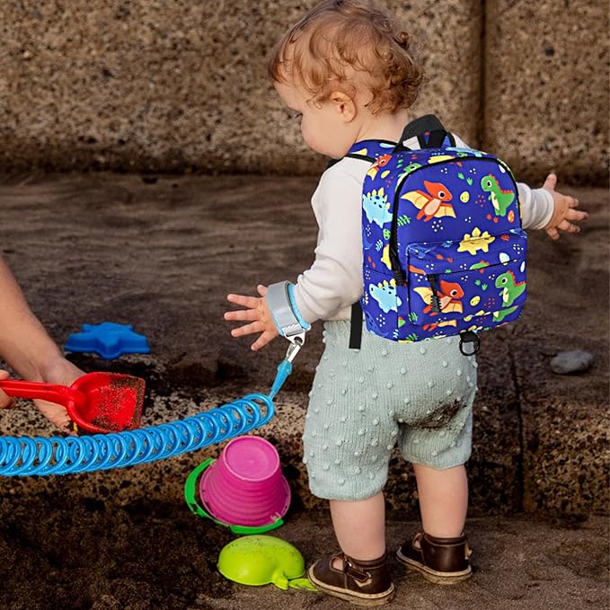 Accmor Toddler Backpack Leash Harness, Cute Kids Backpack with Anti Lost Wrist Link, Child Backpack Leash Baby Walking Harness Bag for Outdoor Travel, Mini Dinosaur Backpack Tether for Boys
