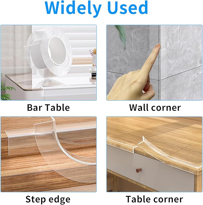 0.8 in x 13.12 FT,Edge Corner Protector Baby Proofing,Soft Clear Furniture Table Corner Guard & Edge Safety Cabinet Door Bumper,Crib Bumpers,Window Sill Protector,Wall Protector