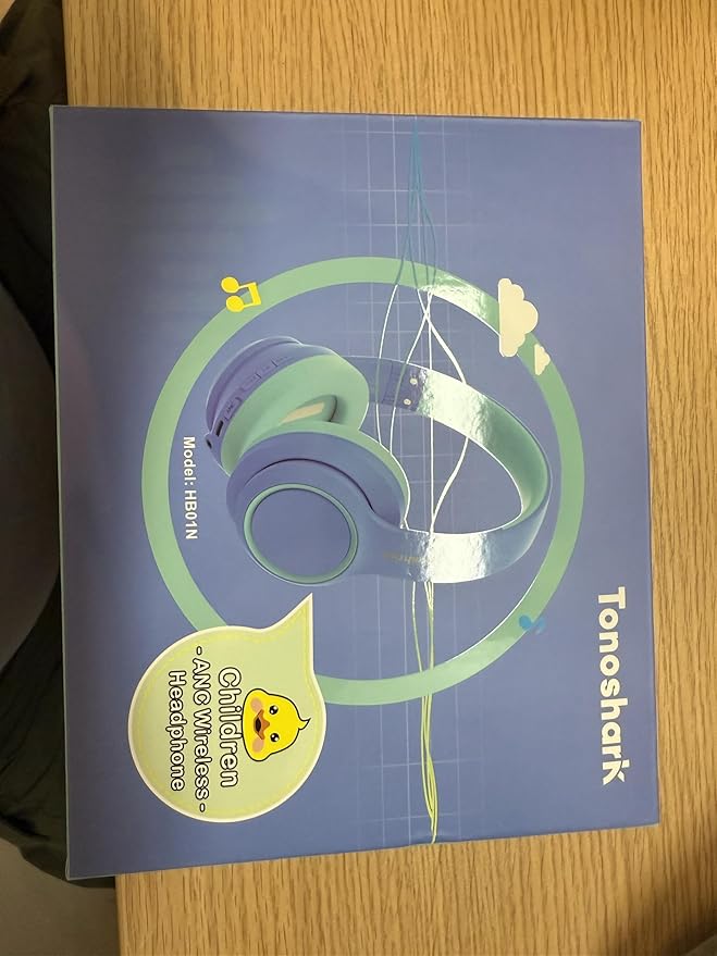 Active Noise Cancelling Headphones for Kids, 60H Playtime, Wireless Bluetooth Over-Ear Blue Headset Built-in Microphone for Home/School/Travel/Party - Includes Portable Case