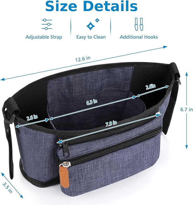 Accmor Universal Stroller Organizer with Detachable Phone Bag, Stroller Bag Caddy Organizer Stroller Accessories for Uppababy, Baby Jogger, Nuna, Doona, Britax Strollers