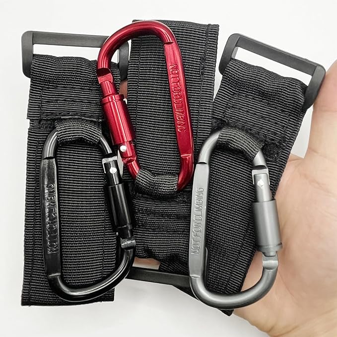 Baby Stroller Hook, Carry 30 lbs per Stroller Carabiner Clip, Adjustable Baby Stroller & Car Seat Hook for Hanging Diaper Bag, Wheelchair,Golf cart, Shopping and Pet Cart(2 Pcs Silver)