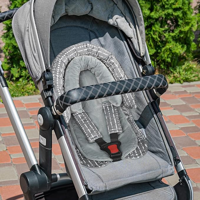 Infant Car Seat Insert, Baby Car Seat Head & Body Support with 2 Strap Pads, Ultra Soft Newborn Preemie Carseat Insert Cushion for Girls Boys, Fits Car Seat, Stroller, Swing, Bouncer, Grey