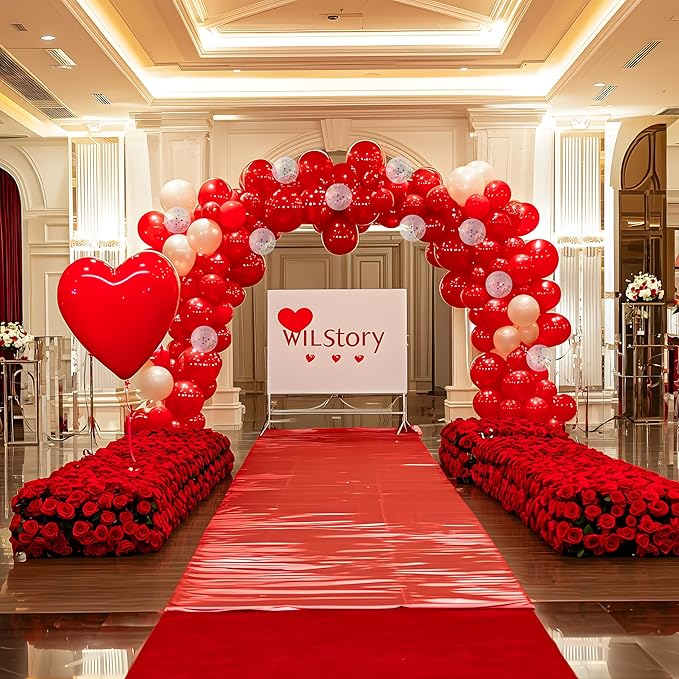 JOYIN 150 Pcs Red Balloons, Different Sizes 18 12 10 5 Inch Red Latex Balloon Arch Kit with Instruction for Birthday Party Decoration Graduation Wedding Holiday