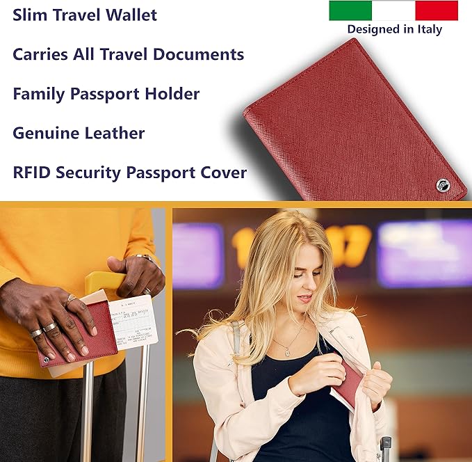 2 Passport Holder - Travel Essentials, RFID Blocking Wallet Credit Card Organiser, Plain Accessories Slim Cover For Men & Women