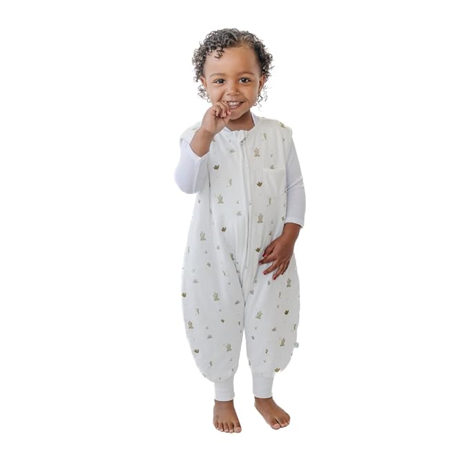 Tealbee DREAMSUIT: Toddler Sleep Sack with Feet 2T 3T - 0.8 TOG Lightweight Baby Wearable Blanket for Walkers - Rayon Made from Bamboo, Organic Cotton Sleeping Bag (2T-3T) - Cactus