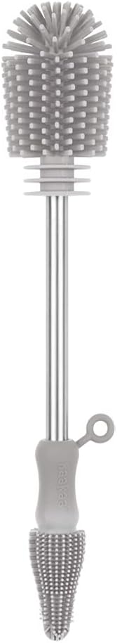 Haakaa Silicone Cleaning Brush Kit – Household Cleaning Brushes for Bottles and Crevices – Food-Grade Silicone: Dishwasher Safe (Brush-Grey)